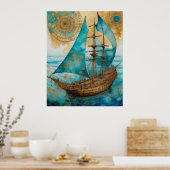 Affiche Teintes Bleues De Bateau (Cuisine)