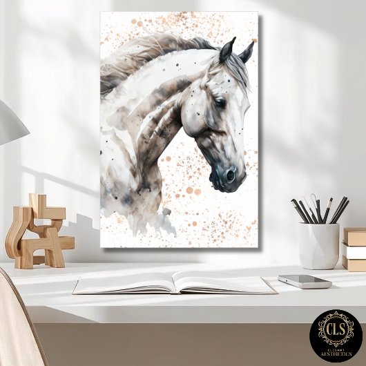 Affiche téléchargeable Cheval Blanc aquarelle