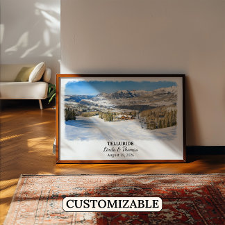 Affiche Telluride Colorado, Aquarelle, Sur mesure