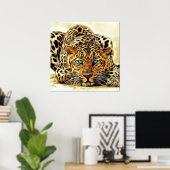 Affiche tendance Léopard Yeux Bleus (Bureau à domicile)