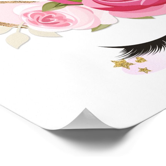 Affiche tendance licorne fleurs dorées mignonne (Coin)