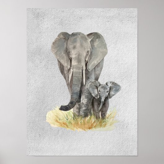 Affiche texturée éléphant & bébé (Devant)
