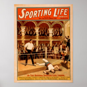 Affiche théâtrale de boxe de jeu "de la vie
