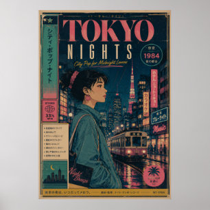 Affiche Tokyo Nuits Retro City Pop Japon Vintage