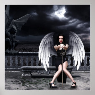 Affiche tombée gothique d'ange