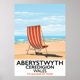 Affiche touristique balnéaire d'Aberystwyth Wales