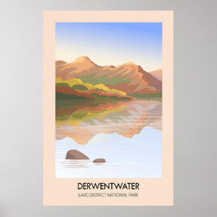 Affiche touristique du lac Derwentwater dans le Di