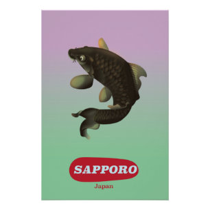 Affiche touristique vintage de style Sapporo Japon