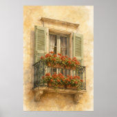 Affiche traditionnelle aquarelle Balcon de Provenc (Devant)
