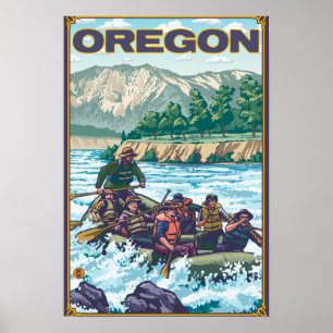 Affiche Transportante par radeau de Vintage voyage