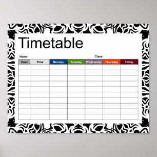 Affiche Tribal Mandala Black Timetable