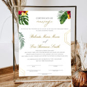 Affiche Tropicale Du Certificat De Mariage