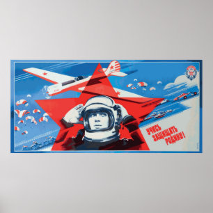 Affiche Unique et colorée des cosmonautes soviétiq