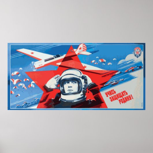 Affiche Unique et colorée des cosmonautes soviétiq (Devant)