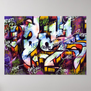 Affiche urbaine d'art de rue de graffiti de