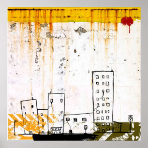 affiche urbaine de délabrement de graffiti