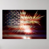 Affiche USA Flag avec Fireworks (Devant)