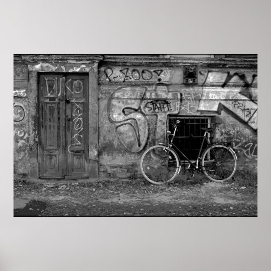 Affiche - Vélo appuyé contre un mur (Devant)