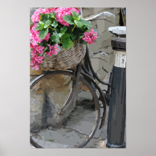 Affiche Vélo avec Fleurs