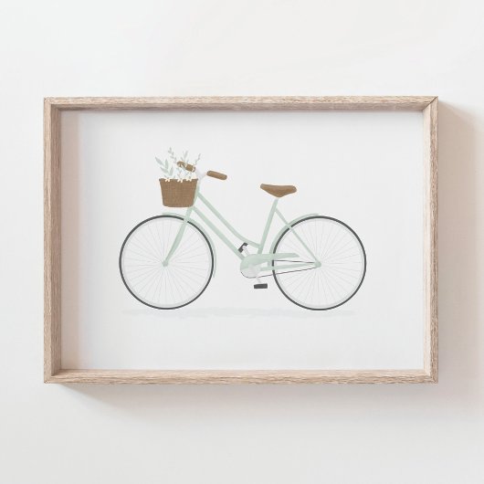 Affiche vélo vert menthe vintage
