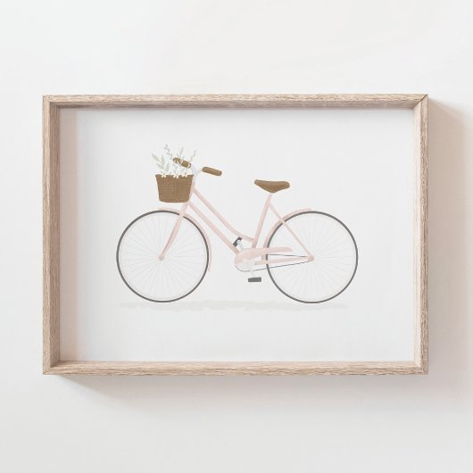 Affiche vélo vintage rose