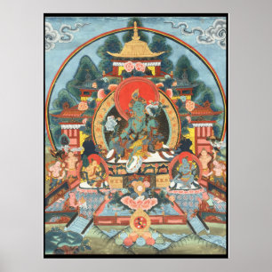 Affiche verte de Thangka de Tibétain Tara