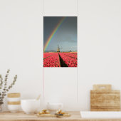 Affiche verticale arc-en-ciel, tulipes et moulin à (Cuisine)