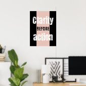 Affiche verticale Clarité avant l'action fond somb (Bureau à domicile)