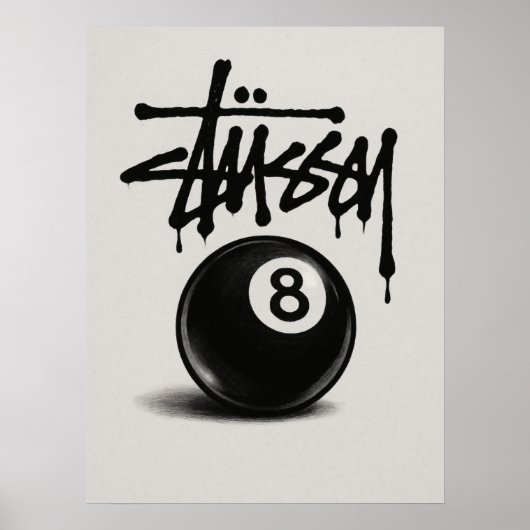 Affiche verticale graffiti 8 Ball (Devant)