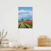 Affiche verticale paysage moulin à vent et tulipes (Cuisine)