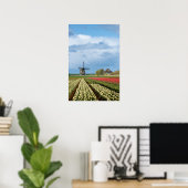 Affiche verticale paysage moulin à vent et tulipes (Bureau à domicile)