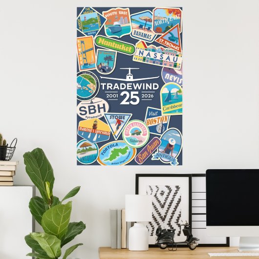 Affiche verticale pour le 25e anniversaire de Trad (Bureau à domicile)