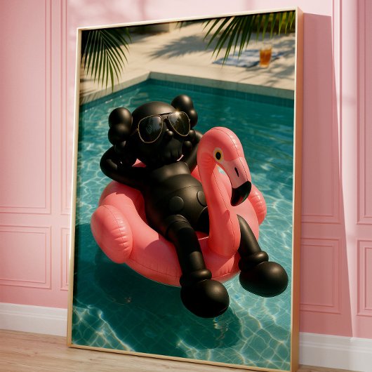 Affiche Vibes Piscine Luxe | Flamant Rose d'Été