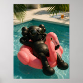 Affiche Vibes Piscine Luxe | Flamant Rose d'Été (Devant)