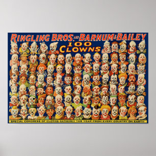 Affiche Vintage 100 Clowns