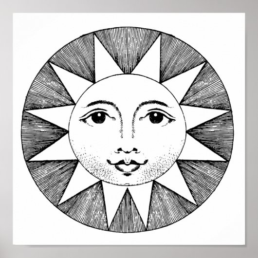 AFFICHE VINTAGE 11X11 VISAGE SOLEIL (Devant)
