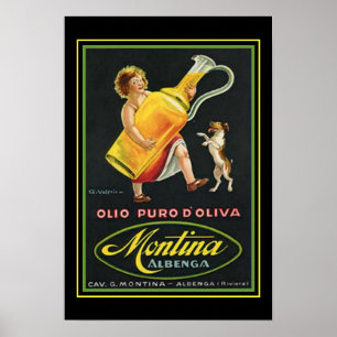 Affiche vintage 13 x 19 d'huile d'olive de Montina