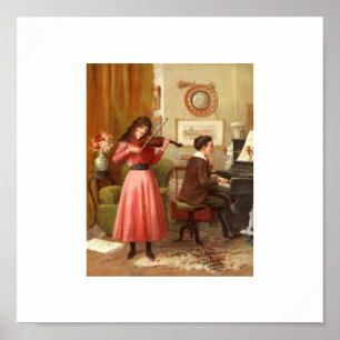 Affiche vintage 15x15 de musique de portrait