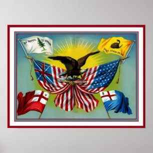 Affiche Vintage 1885 Histoire des drapeaux américa