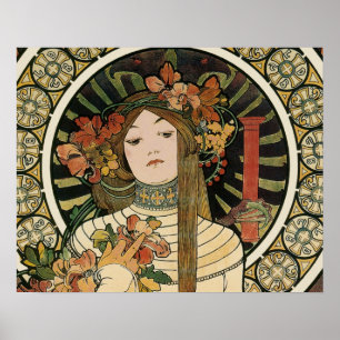Affiche vintage Alfonse Mucha Trappistine Nouveau