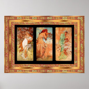 Affiche Vintage Alphonse Mucha Panneau Art Nouveau