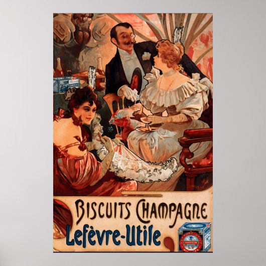 Affiche Vintage Alphonse Mucha Publicité Biscuits (Devant)