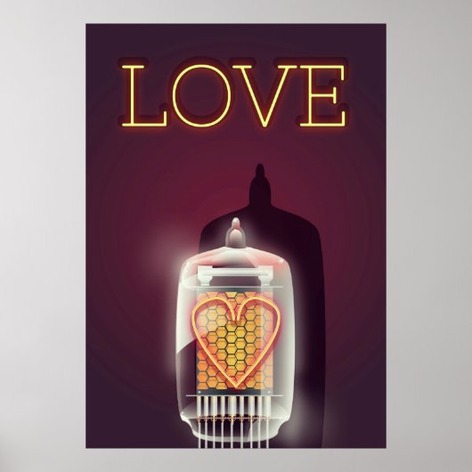 Affiche vintage 'Amour' Tube Nixie (Devant)