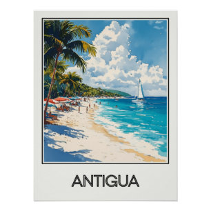 Affiche vintage Antigua, paradis tropical