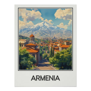 Affiche vintage Armenia, vue sur le mont Ararat