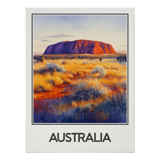 Affiche vintage Australia, majesté d’Uluru (Devant)