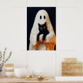Affiche Vintage Chat Noir et Fantôme Gothique (Cuisine)