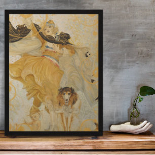 Affiche vintage Chien Colley et diva de mode
