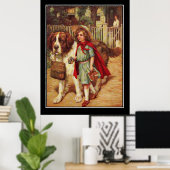 Affiche Vintage Chien Labrador et Fille (Bureau à domicile)