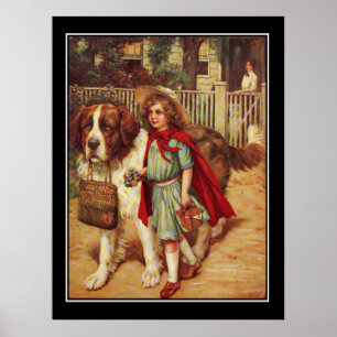 Affiche Vintage Chien Labrador et Fille